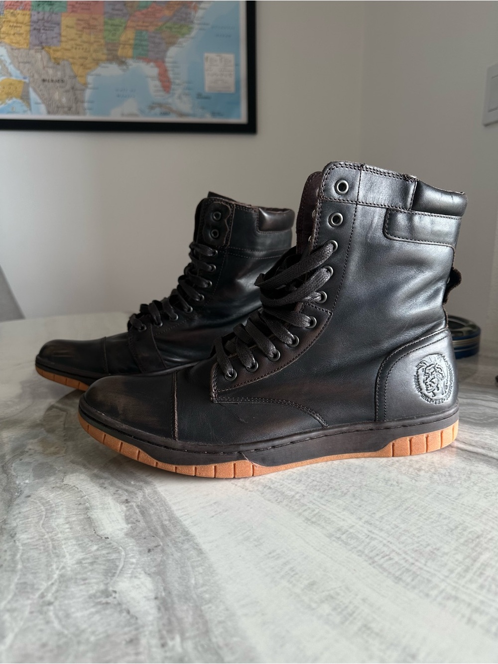 Diesel Basket Butch Brown Leather High Top Boots